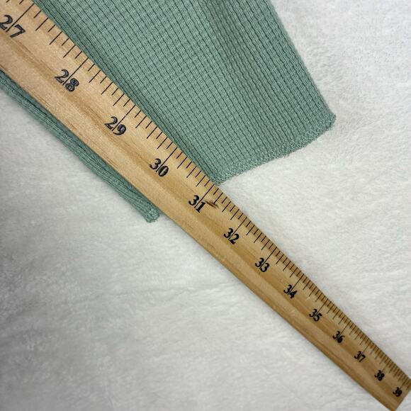 Pact Womens M Pastel Green Organic Cotton Waffle Knit Henley Thermal Top - Picture 8 of 8